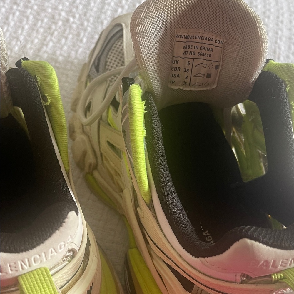 Balenciaga women’s White Sneakers with Neon Yellow Accents - Picture 10 of 13